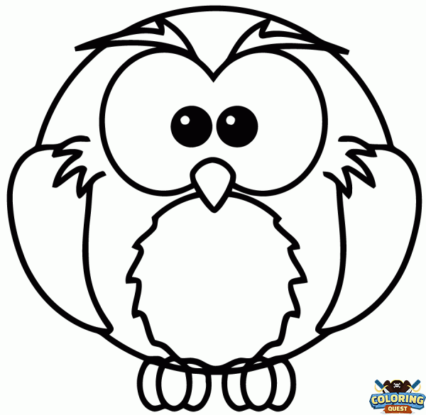 All round owl coloring