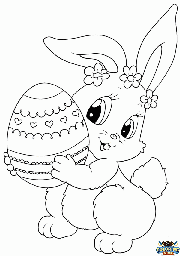 Rabbit with an Easter egg coloring