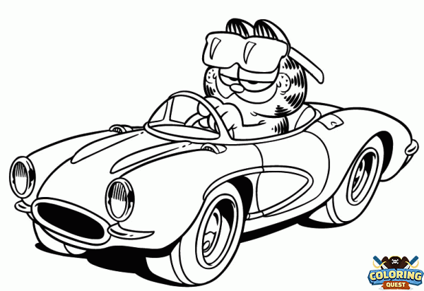 Garfield in the car coloring