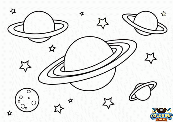 Planets and stars coloring