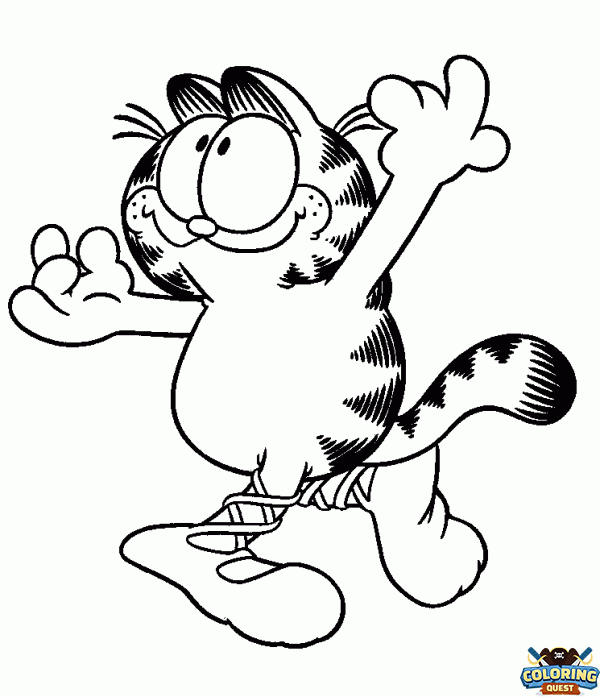 Garfield dances coloring