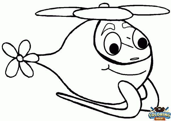 Smiling helicopter coloring