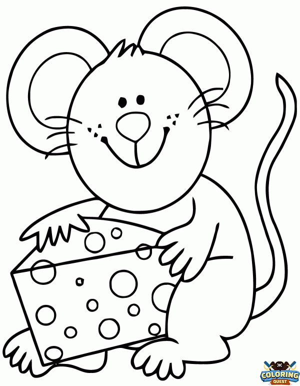 Mouse with a large piece of cheese coloring