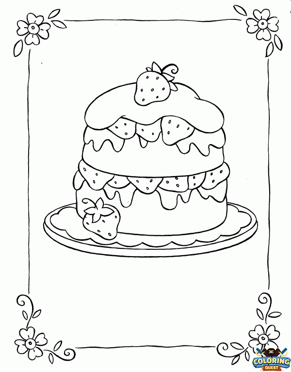 Big strawberry cake coloring