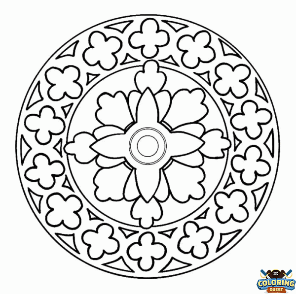 Four Leaf Mandala coloring