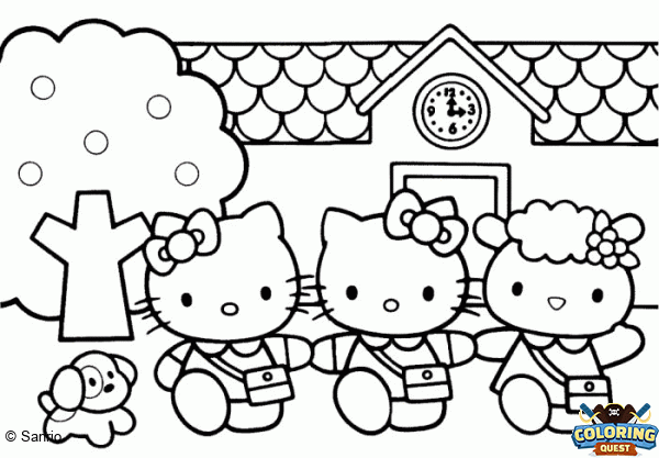 Hello Kitty at school coloring