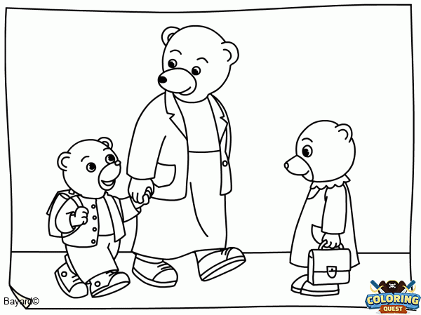 Little Brown Bear at school coloring