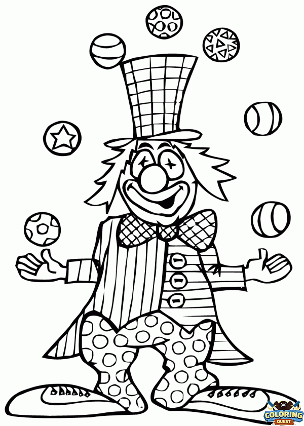 juggling clown coloring