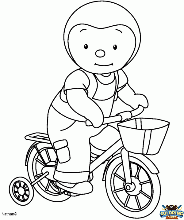 Tchoupi rides a bike coloring