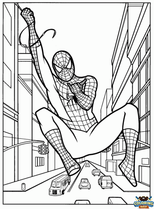 Spiderman to the rescue coloring