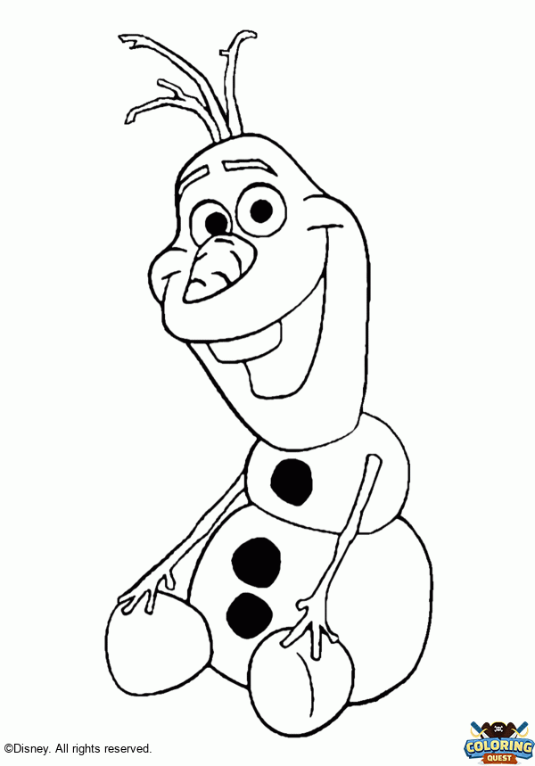 Olaf, the happy snowman coloring