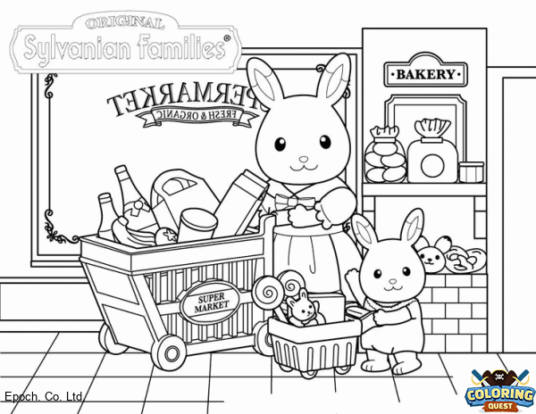 Mama Rabbit is shopping. coloring