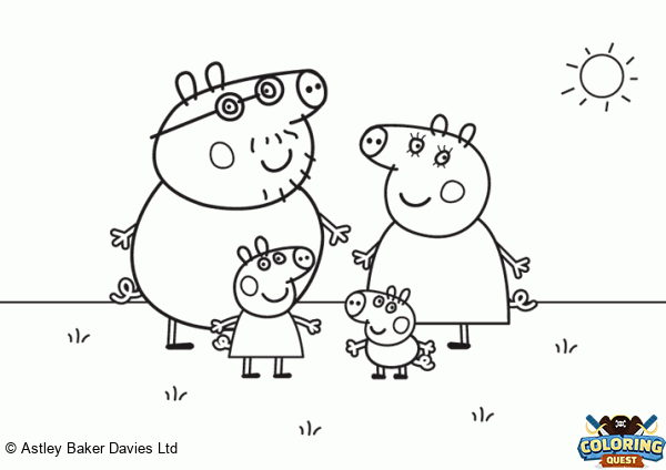 Peppa Pig and her family coloring