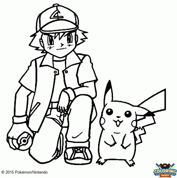 Ash and Pikachu coloring