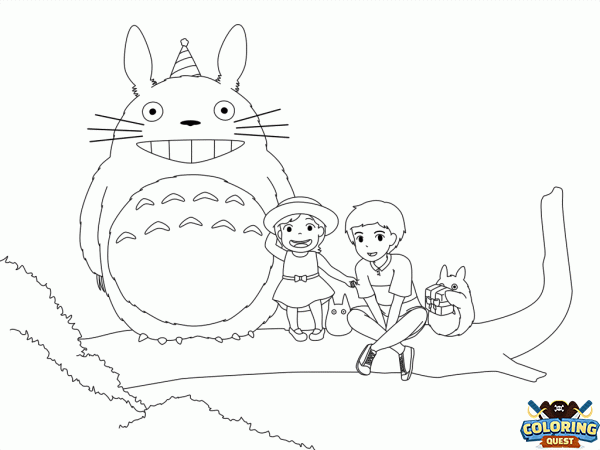 Totoro and his friends coloring