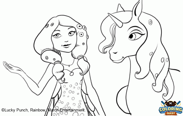 Mia and the unicorn coloring