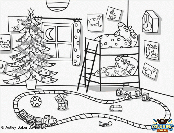 Peppa Pig is waiting for Christmas coloring