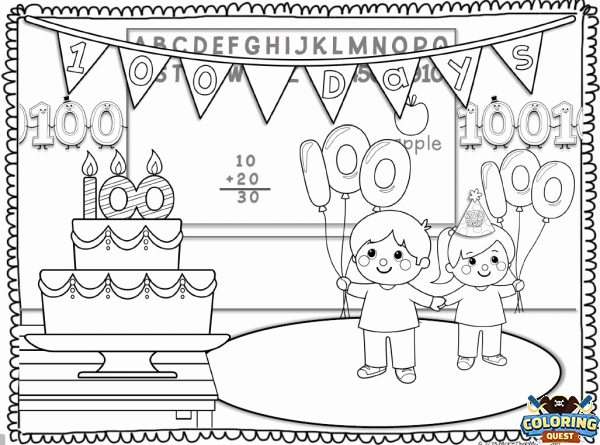 100 days of school celebration coloring