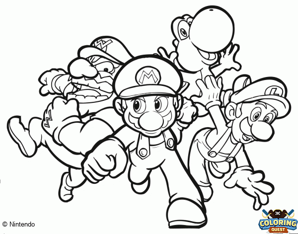 Mario, Luigi, Yoshi et Wario coloring