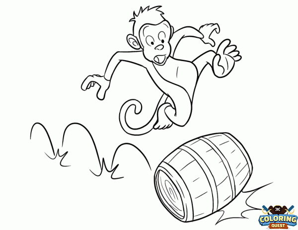 Monkey on a barrel coloring