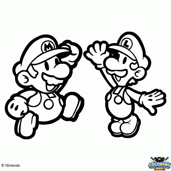 Mario and Luigi coloring