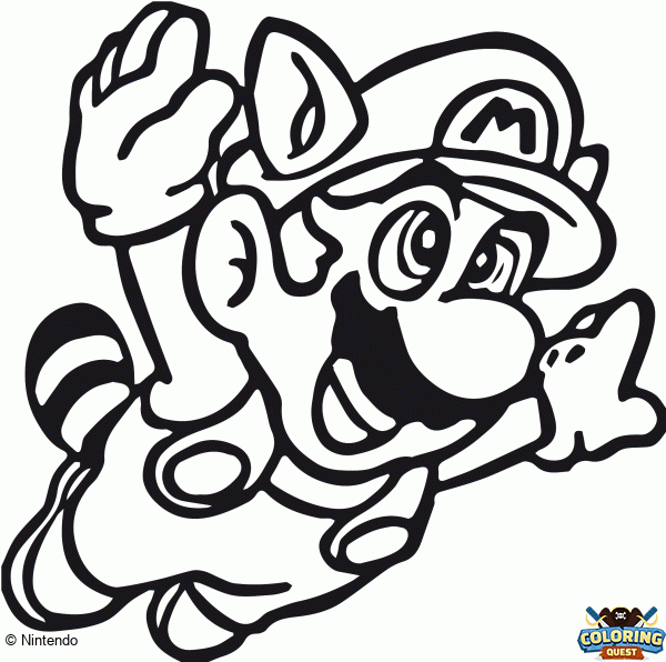 Mario Raccoon coloring