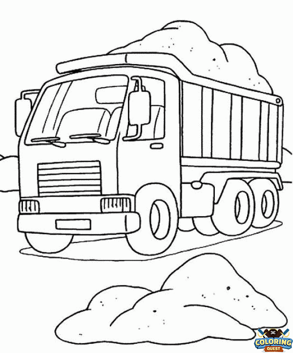 Dump truck filled with sand coloring