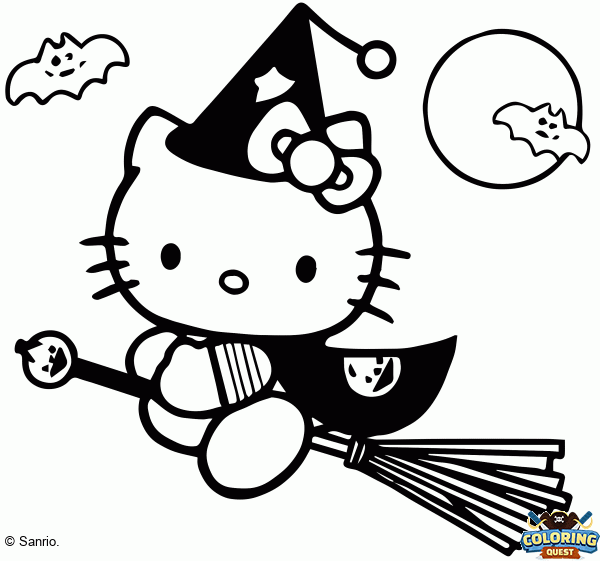 Hello Kitty Halloween party coloring