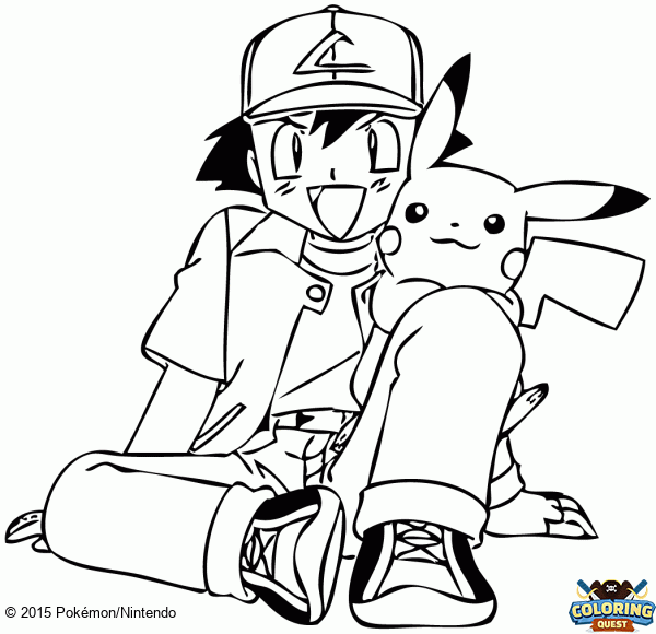 Pikachu and Ash coloring