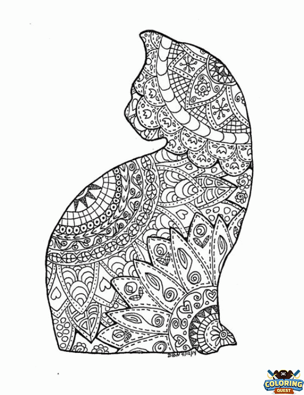 Mandala Cat coloring