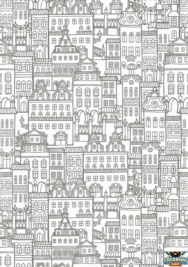 At the heart of the city coloring