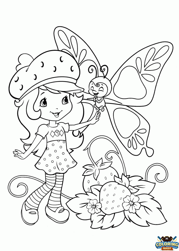 Strawberry Shortcake with a butterfly coloring