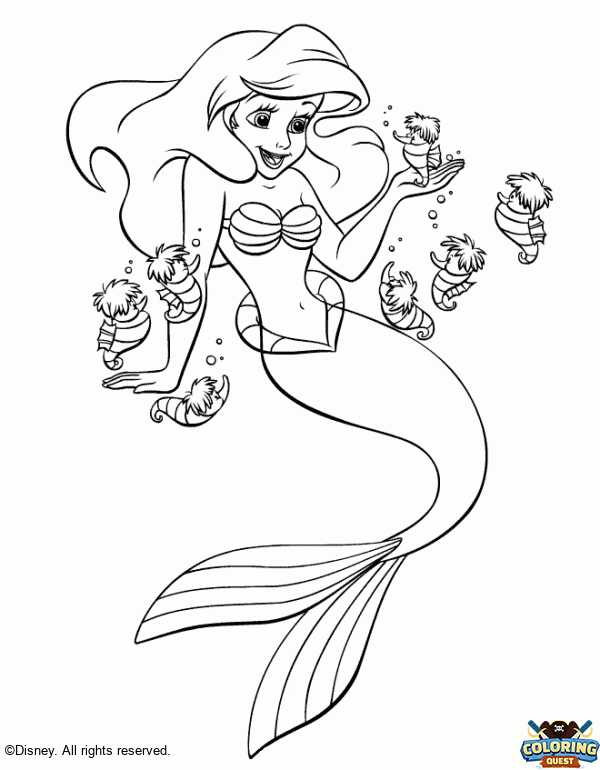 Ariel the little mermaid coloring