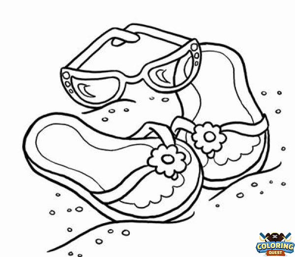 Flip Flops and Goggles coloring