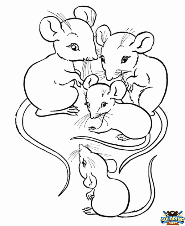 Four little mice coloring