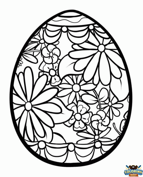 Easter egg and flowers coloring