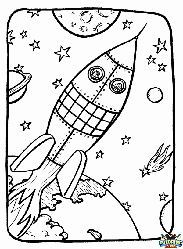 Rocket at takeoff coloring