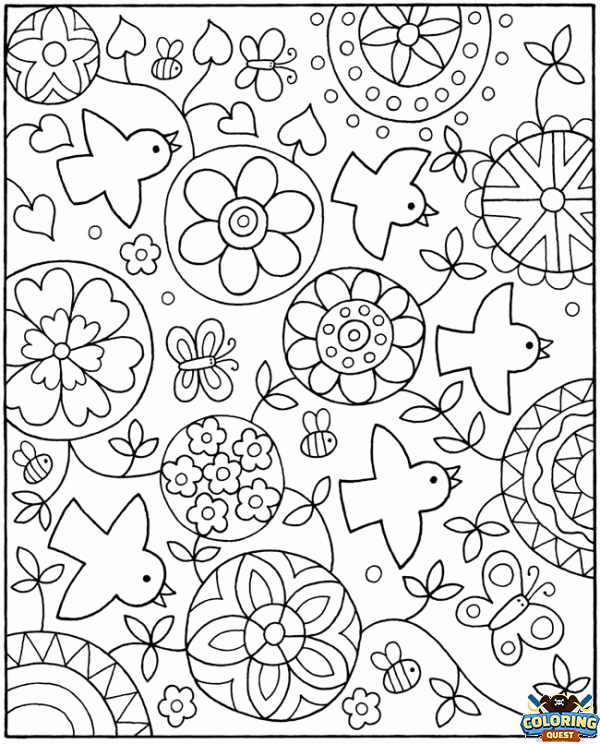 Birds and mandalas coloring