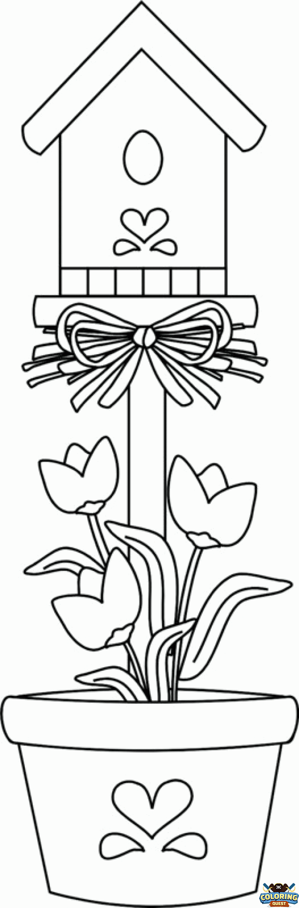 Flower birdhouse coloring