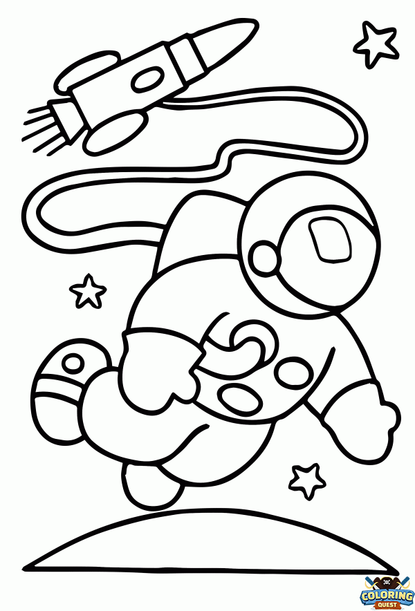 Astronaut and his rocket coloring