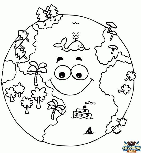 Smiling earth coloring