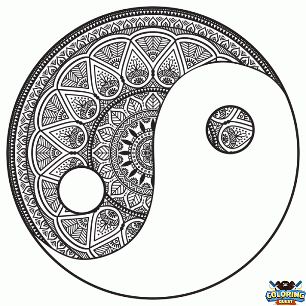 Doodle yin yang coloring