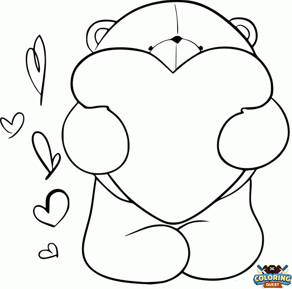 Bear and heart coloring