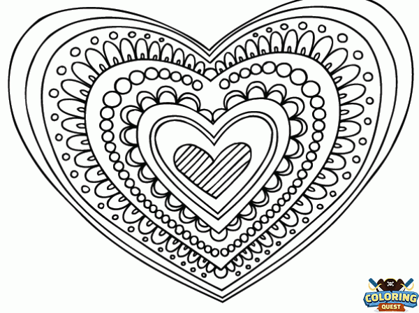 Coeur Mandala coloring