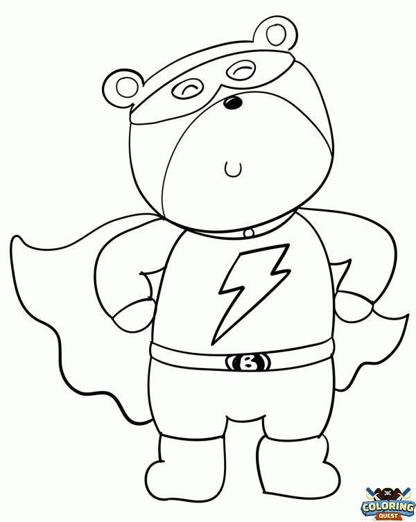 Super Hero Bear coloring