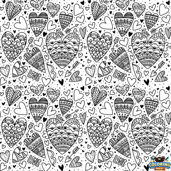 Thousand and one hearts coloring