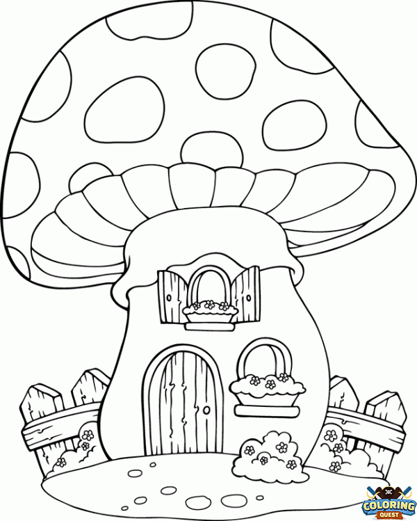 Mushroom House coloring