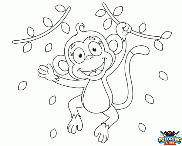 Swinging monkey coloring