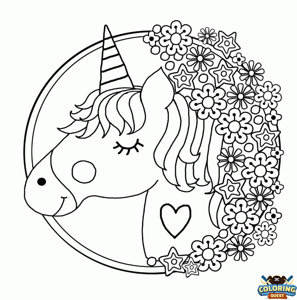 Unicorn Mandala coloring