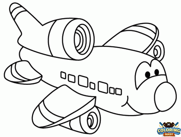 Smiling airplane coloring